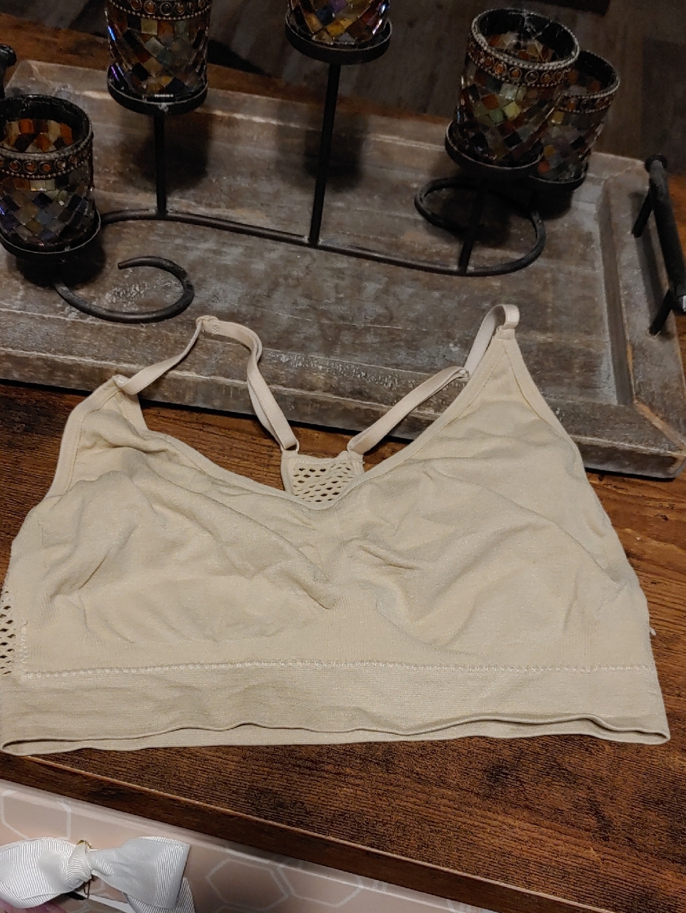 Body Glamour Beige Large Unp Wirefree Racer Back Bra